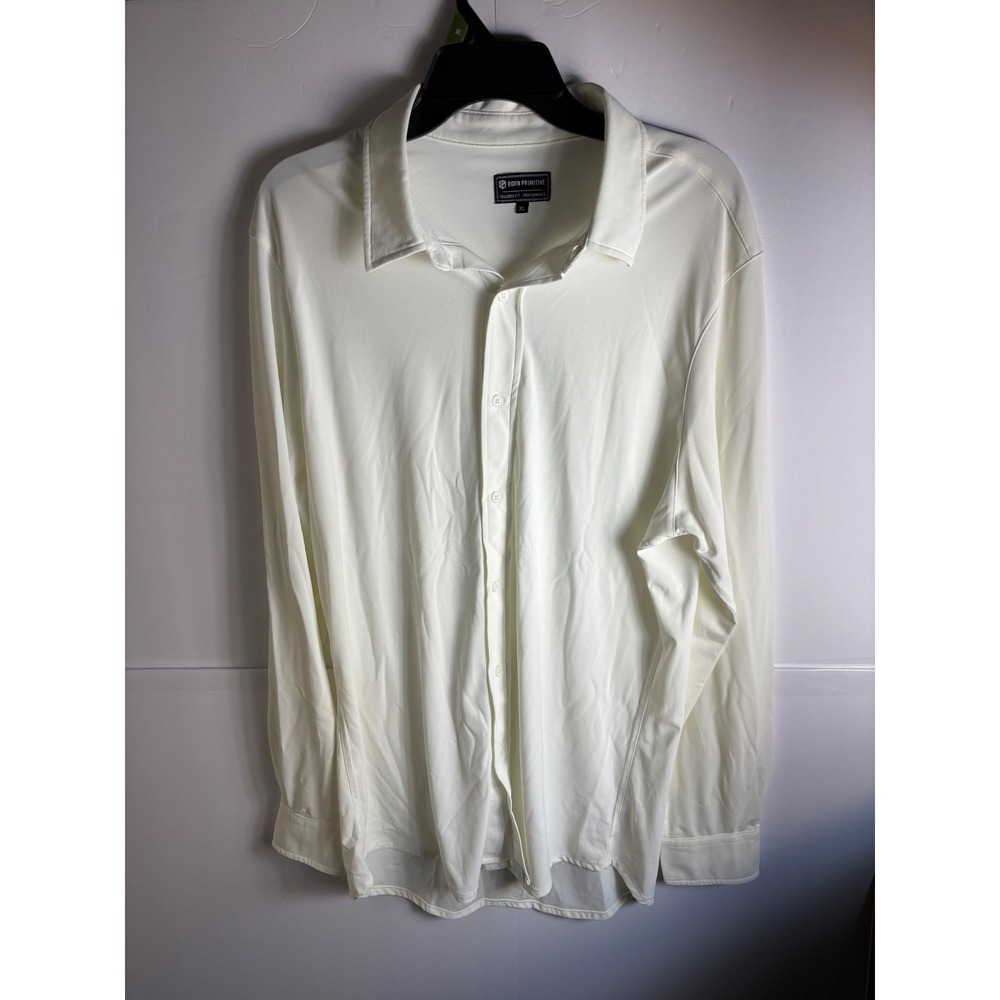 Born Primitive Mens Performance Button Down Shirt White Tailored Fit XL Stretch